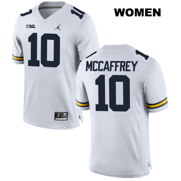 Women's NCAA Michigan Wolverines Dylan McCaffrey #10 White Jordan Brand Authentic Stitched Football College Jersey QZ25Y75QE